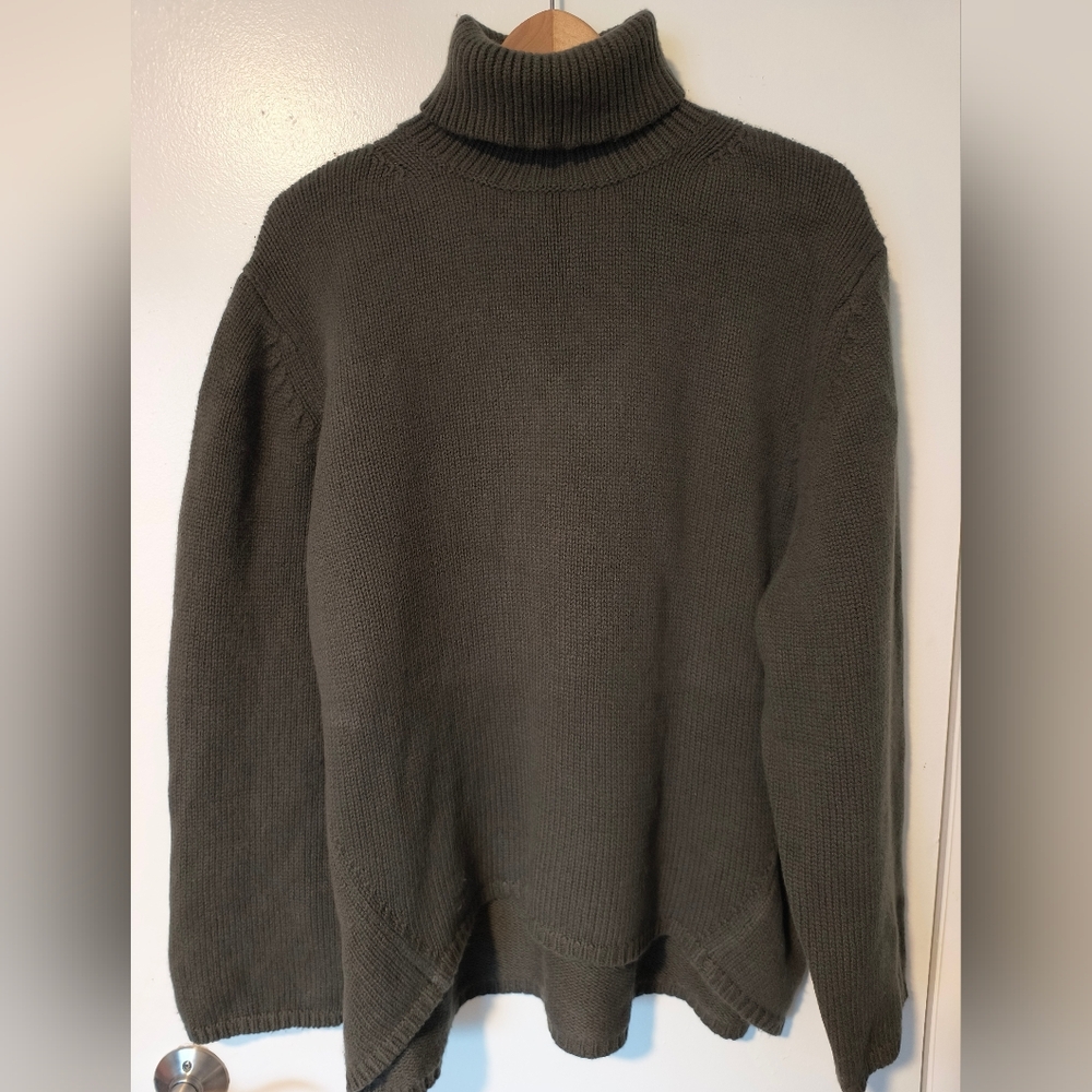 Toteme Olive Green Oversized Turtleneck Sweater Sz M